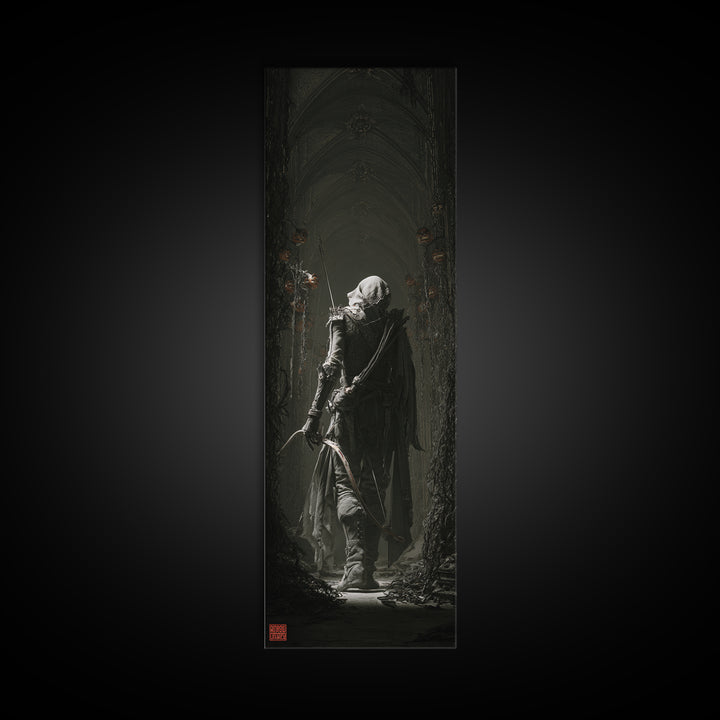 The Ghost Of The Witch Hunter, Tall Narrow Wall Art, Macabre Wall Art, Framed Canvas Print, Halloween Wall Decor, Gothic Home Decor