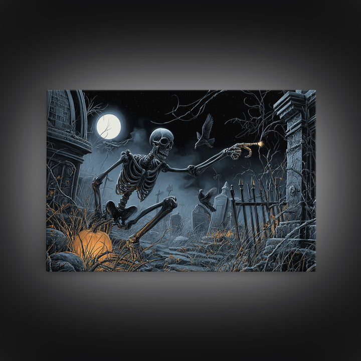 The Skull Astronomer, Landscape Wall Art, Dark Halloween Decor, Canvas Print, Halloween Wall Decor, Gothic Home Decor, Halloween Wall Art