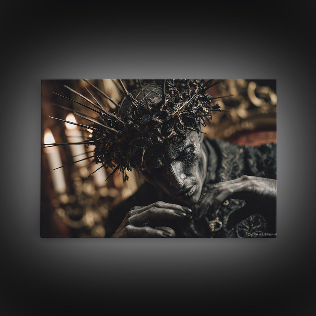 The Thorn-Crowned King, Landscape Wall Art, Spooky Home Decor, Canvas Print, Halloween Wall Decor, Gothic Home Decor, Dark Fantasy Art