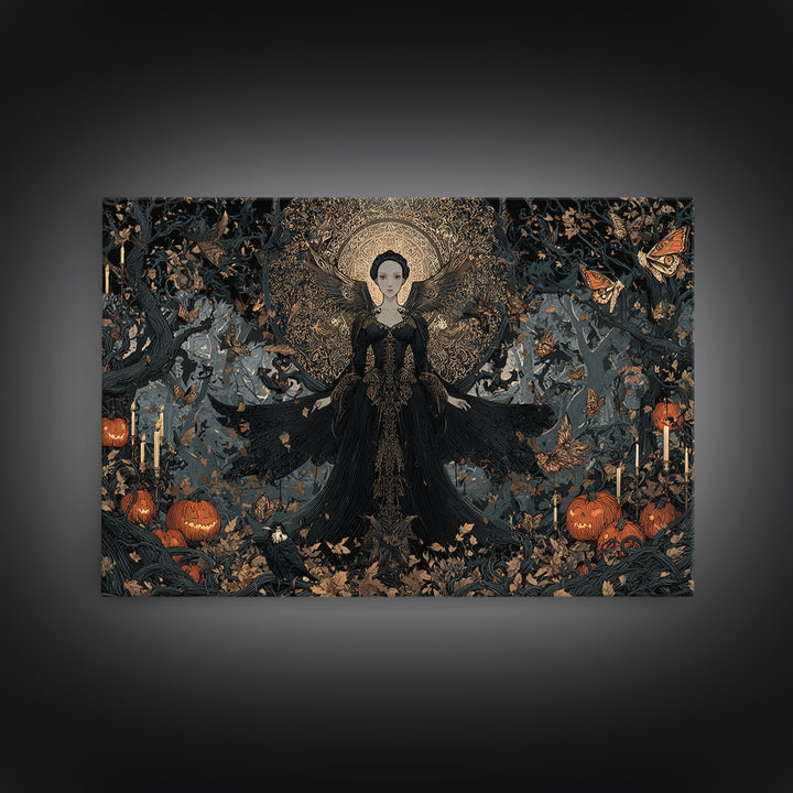 The Moth-Winged Empress, Landscape Wall Art, Gothic Horror Wall Art, Framed Canvas Print, Halloween Wall Decor, Gothic Home Decor