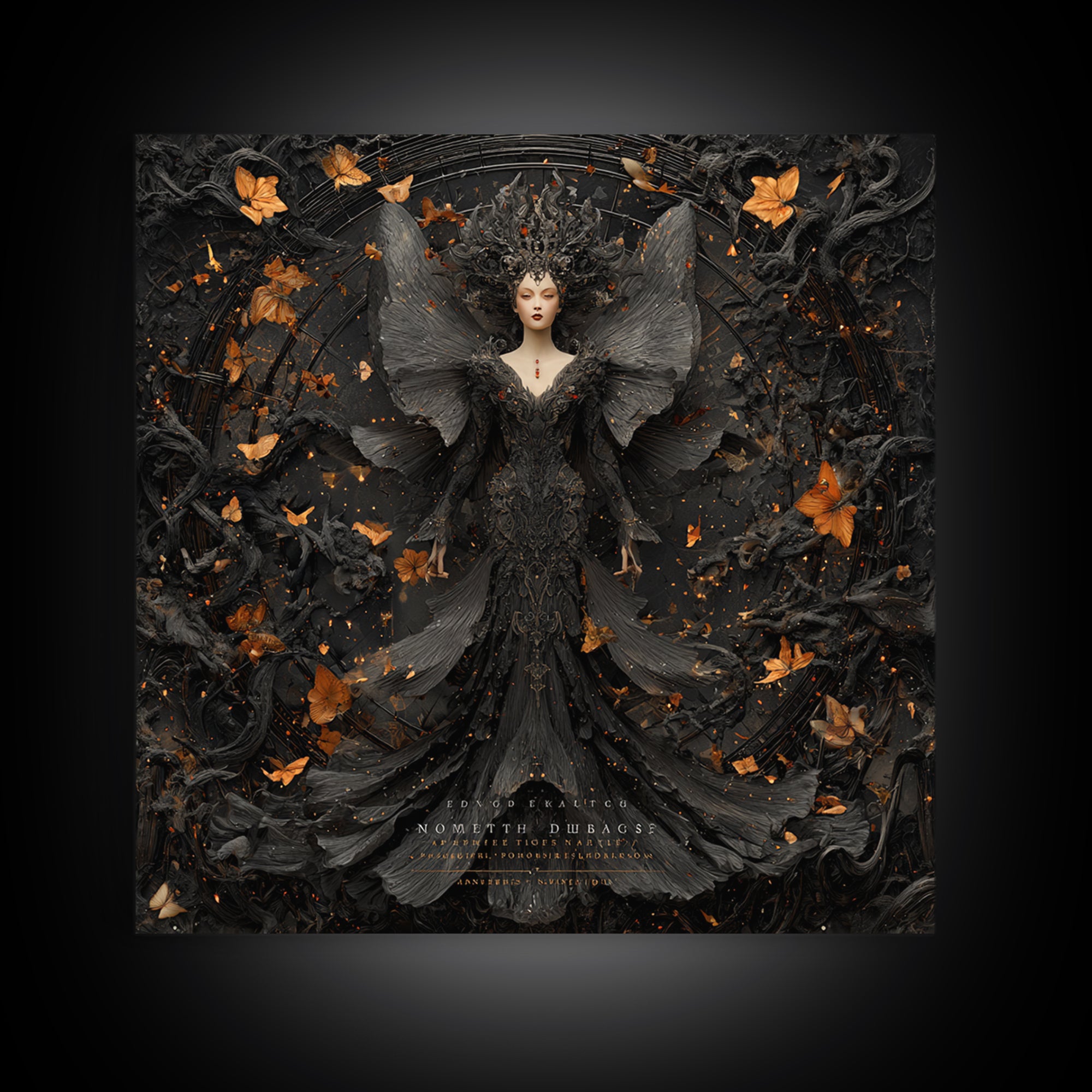 The Moth-Winged Empress, Square Wall Art, Dark Fantasy Wall Art, Canvas Print, Halloween Wall Decor, Gothic Home Decor, Statement Wall Art