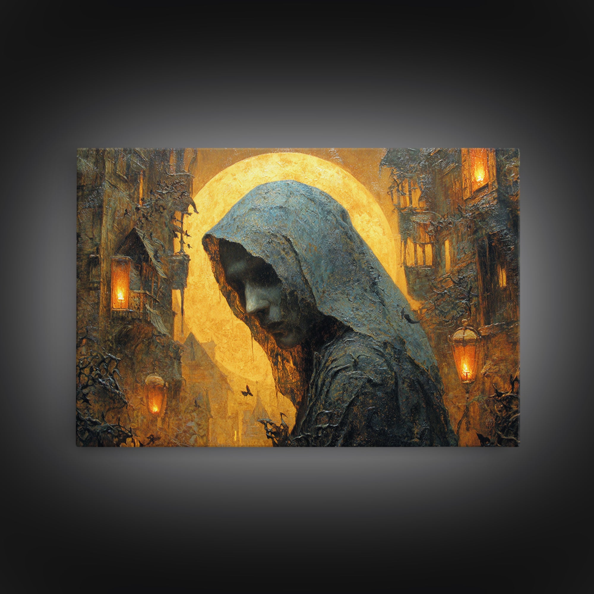 The Ash-Covered Oracle, Landscape Wall Art, Dark Halloween Decor, Canvas Print, Halloween Wall Decor, Gothic Home Decor