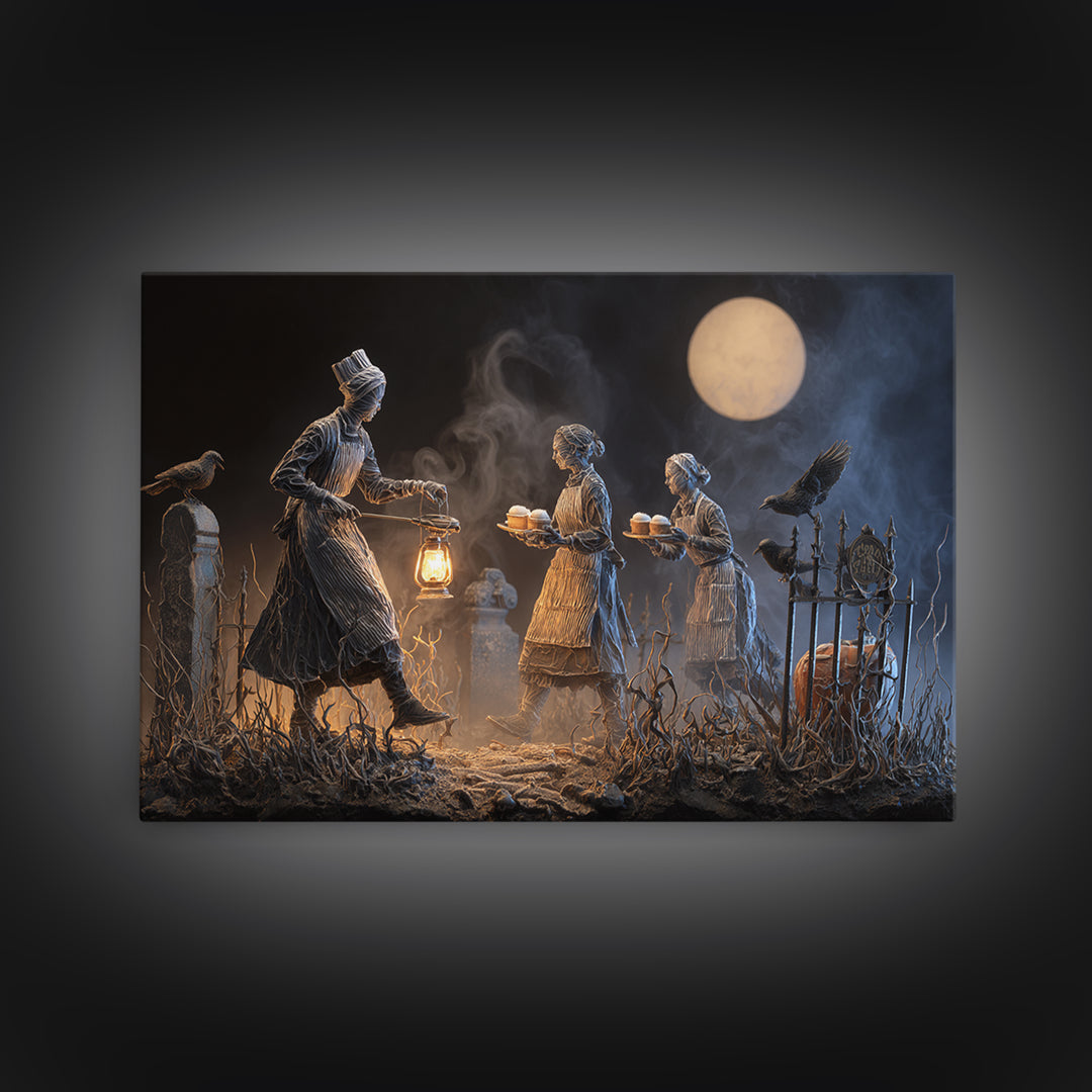 The Ghost Bakery, Landscape Wall Art, Haunted Gothic Art, Framed Canvas Print, Halloween Wall Decor, Gothic Home Decor, Halloween Decor