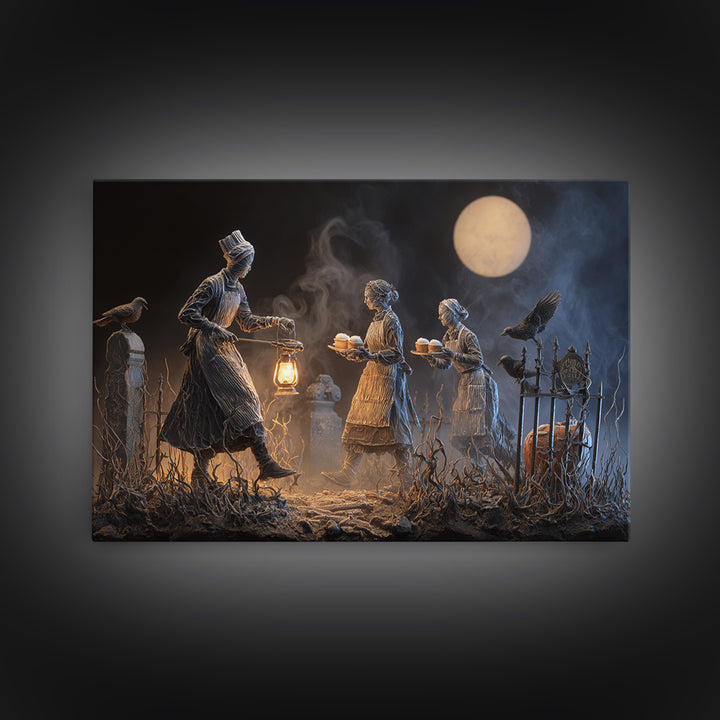 The Ghost Bakery, Landscape Wall Art, Haunted Gothic Art, Framed Canvas Print, Halloween Wall Decor, Gothic Home Decor, Halloween Decor
