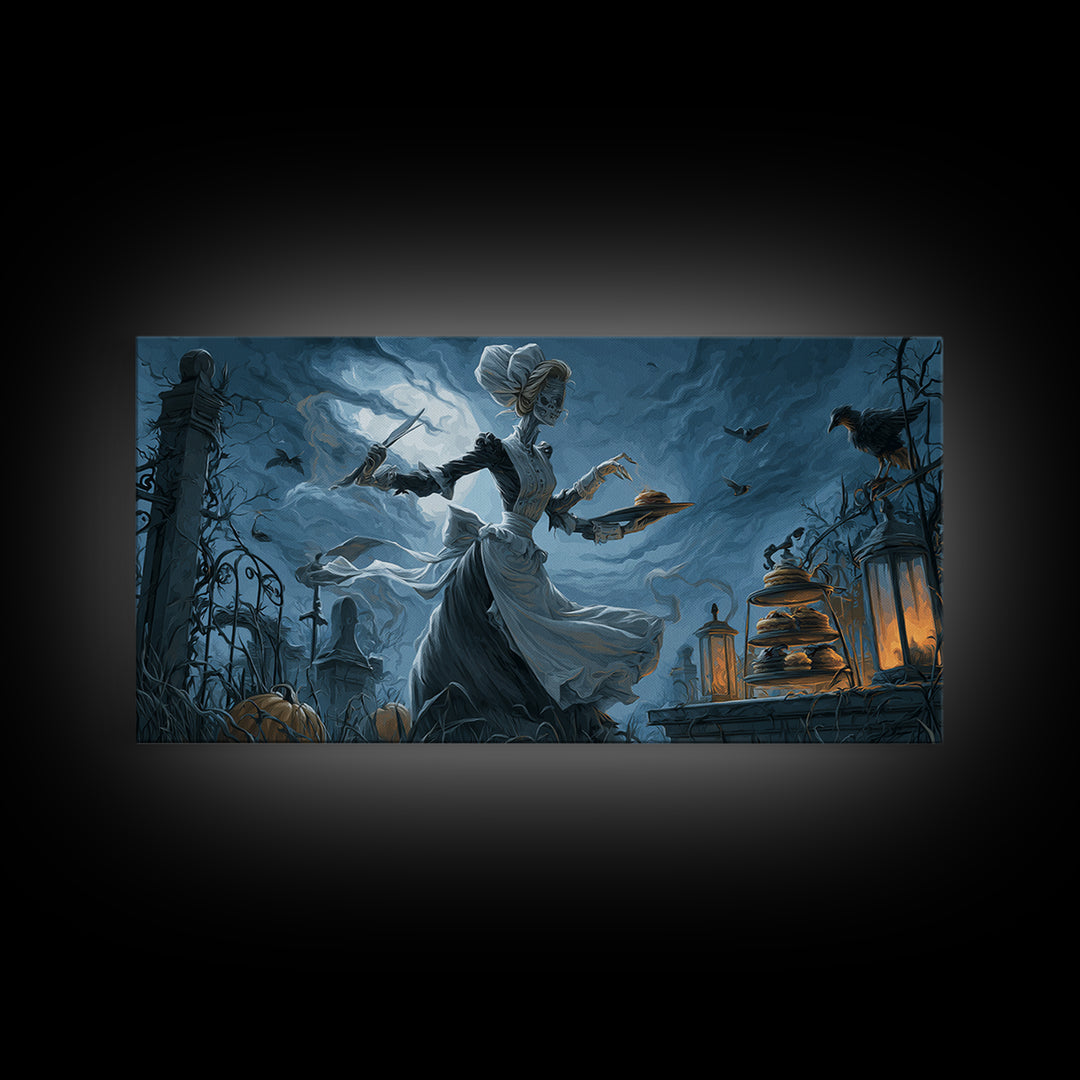 The Ghost Bakery, Wide Panoramic Art, Dark Fantasy Wall Art, Canvas Print, Halloween Wall Decor, Gothic Home Decor, Macabre Wall Art