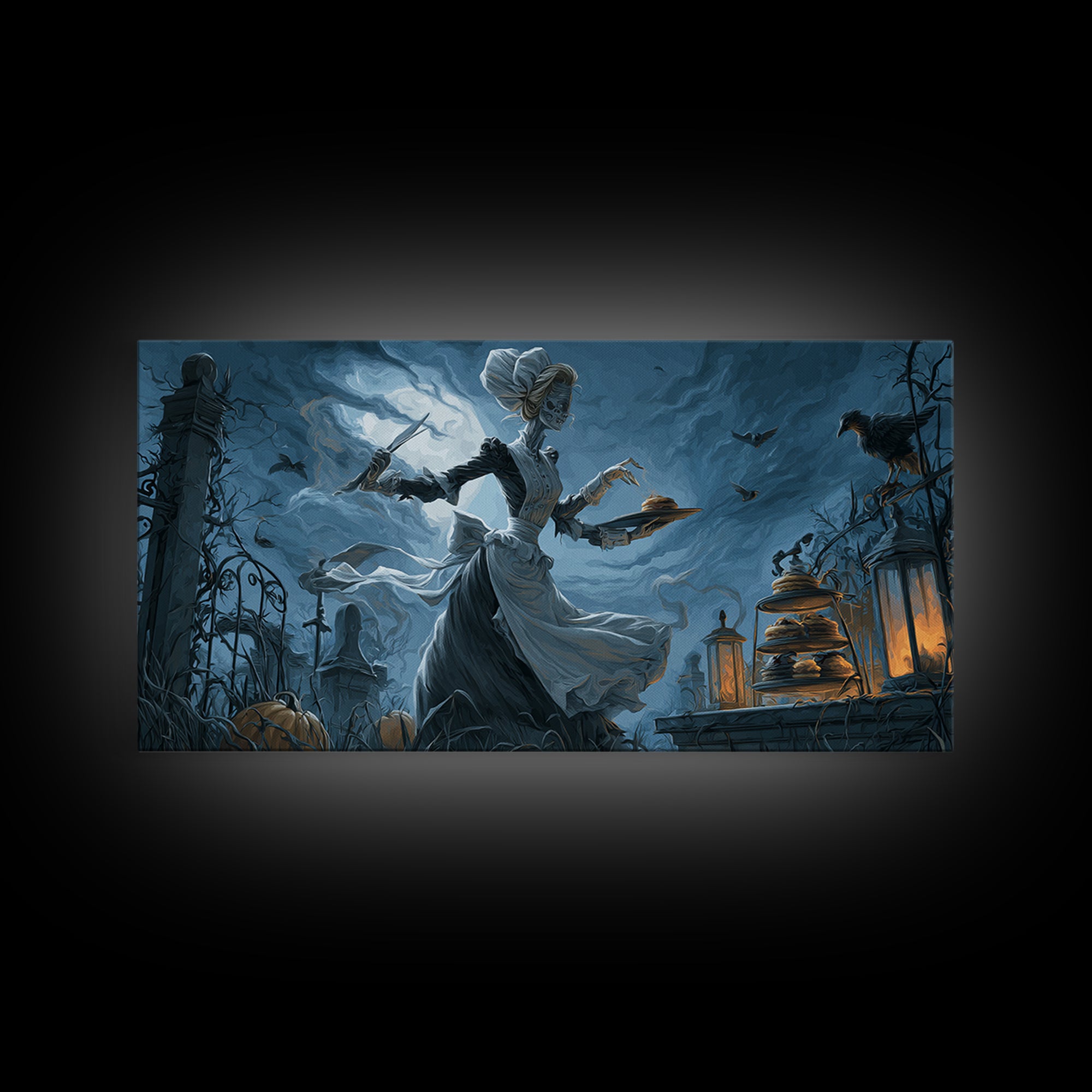 The Ghost Bakery, Wide Panoramic Art, Dark Fantasy Wall Art, Canvas Print, Halloween Wall Decor, Gothic Home Decor, Macabre Wall Art