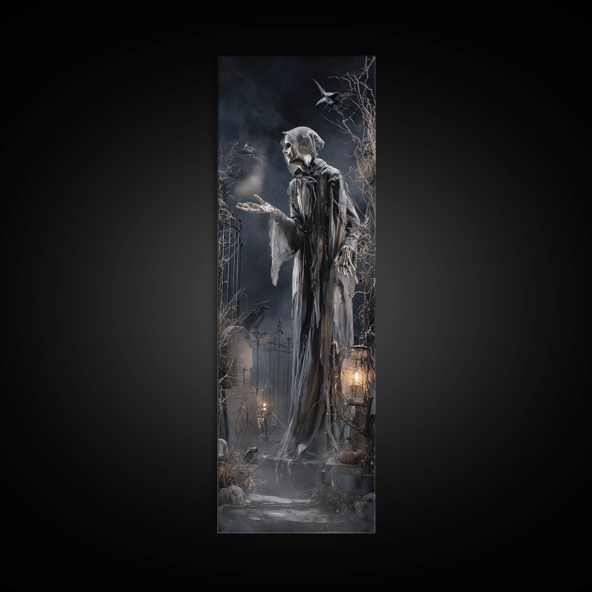 The Ghost Bakery, Tall Narrow Wall Art, Dark Halloween Decor, Canvas Print, Halloween Wall Decor, Gothic Home Decor, Collectible Wall Decor