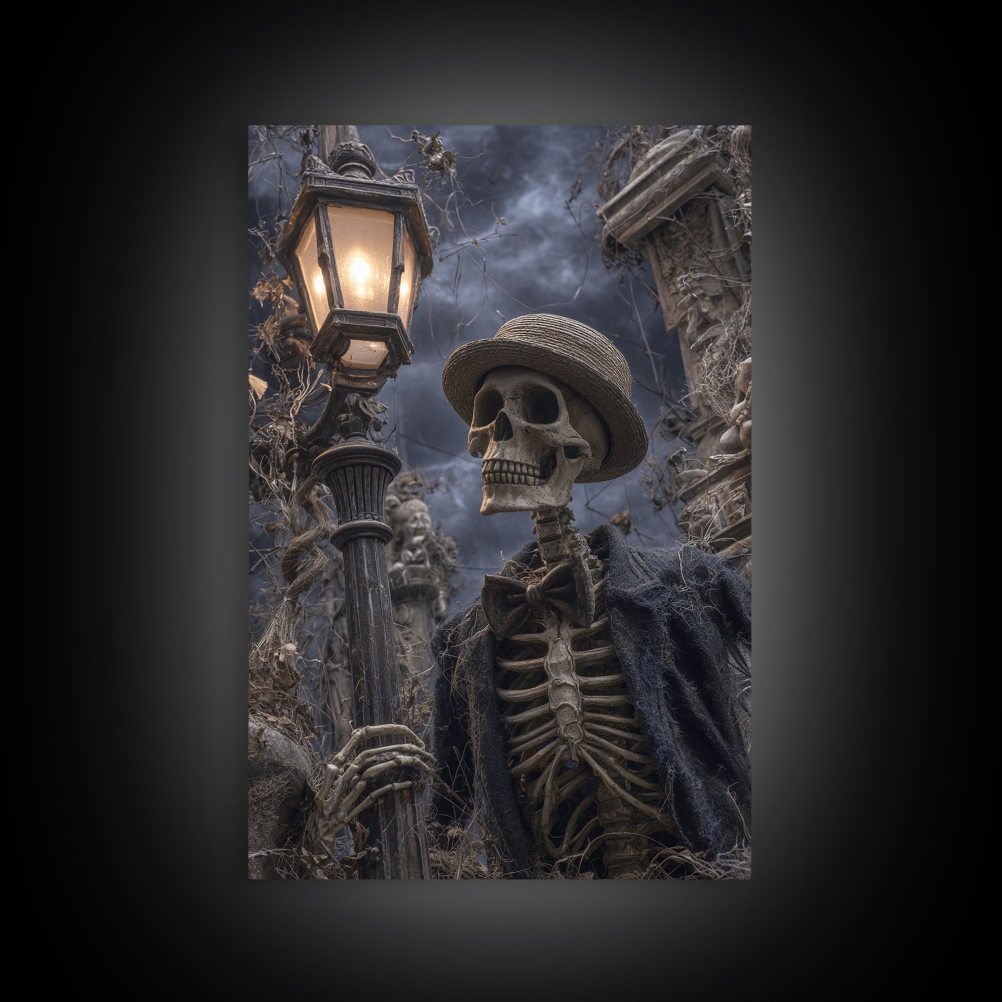 The Skeleton Barbershop Quartet, Vertical Wall Art, Spooky Home Decor, Canvas Print, Halloween Wall Decor, Gothic Home Decor