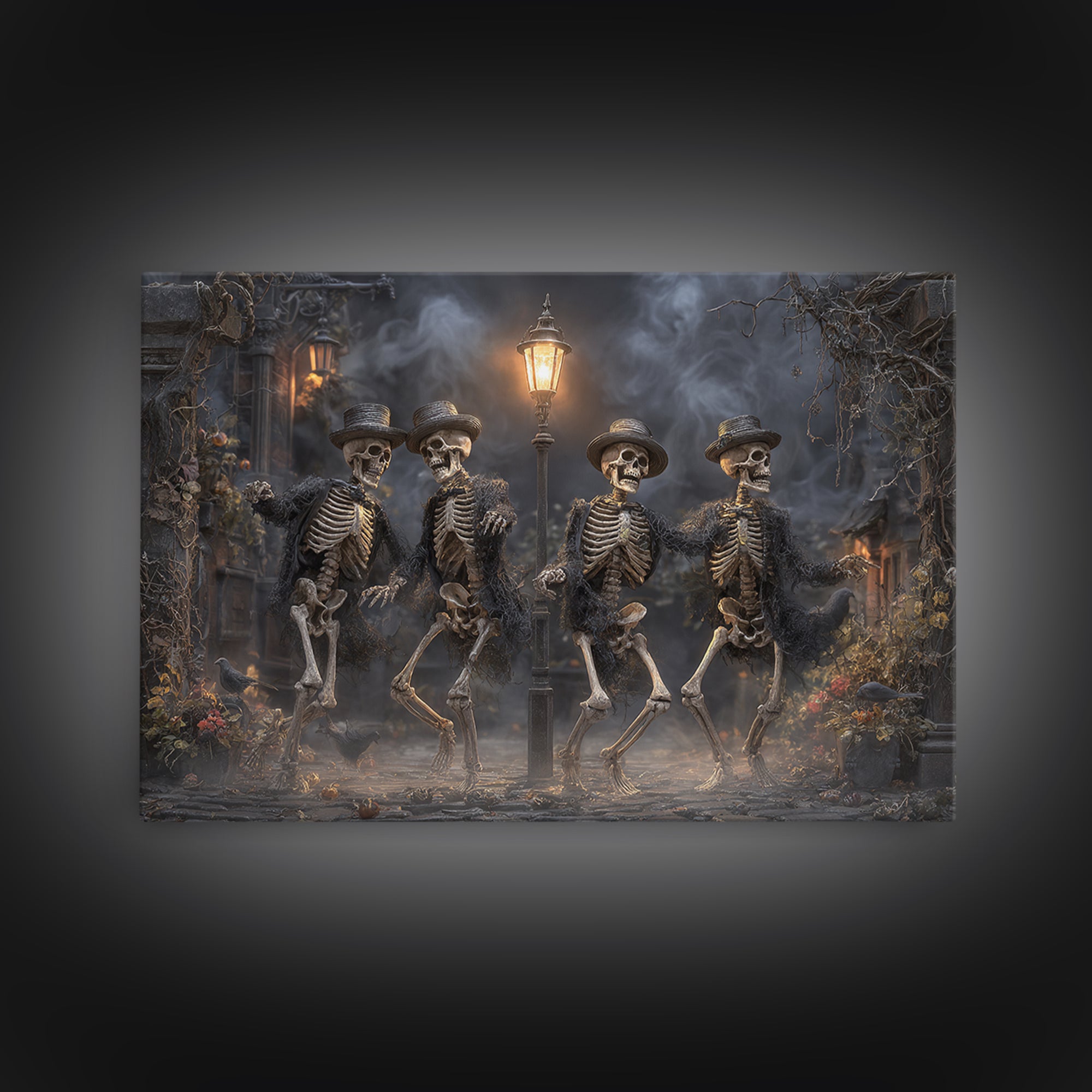 The Skeleton Barbershop Quartet, Landscape Wall Art, Dark Halloween Decor, Canvas Print, Halloween Wall Decor, Gothic Home Decor