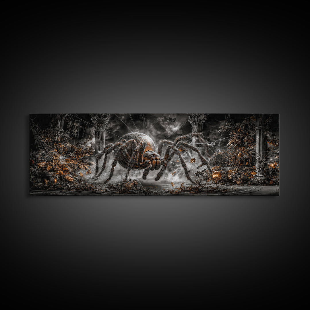 The Spider Sewing Circle, Extra Wide Wall Art, Dark Fantasy Wall Art, Canvas Print, Halloween Wall Decor, Gothic Home Decor