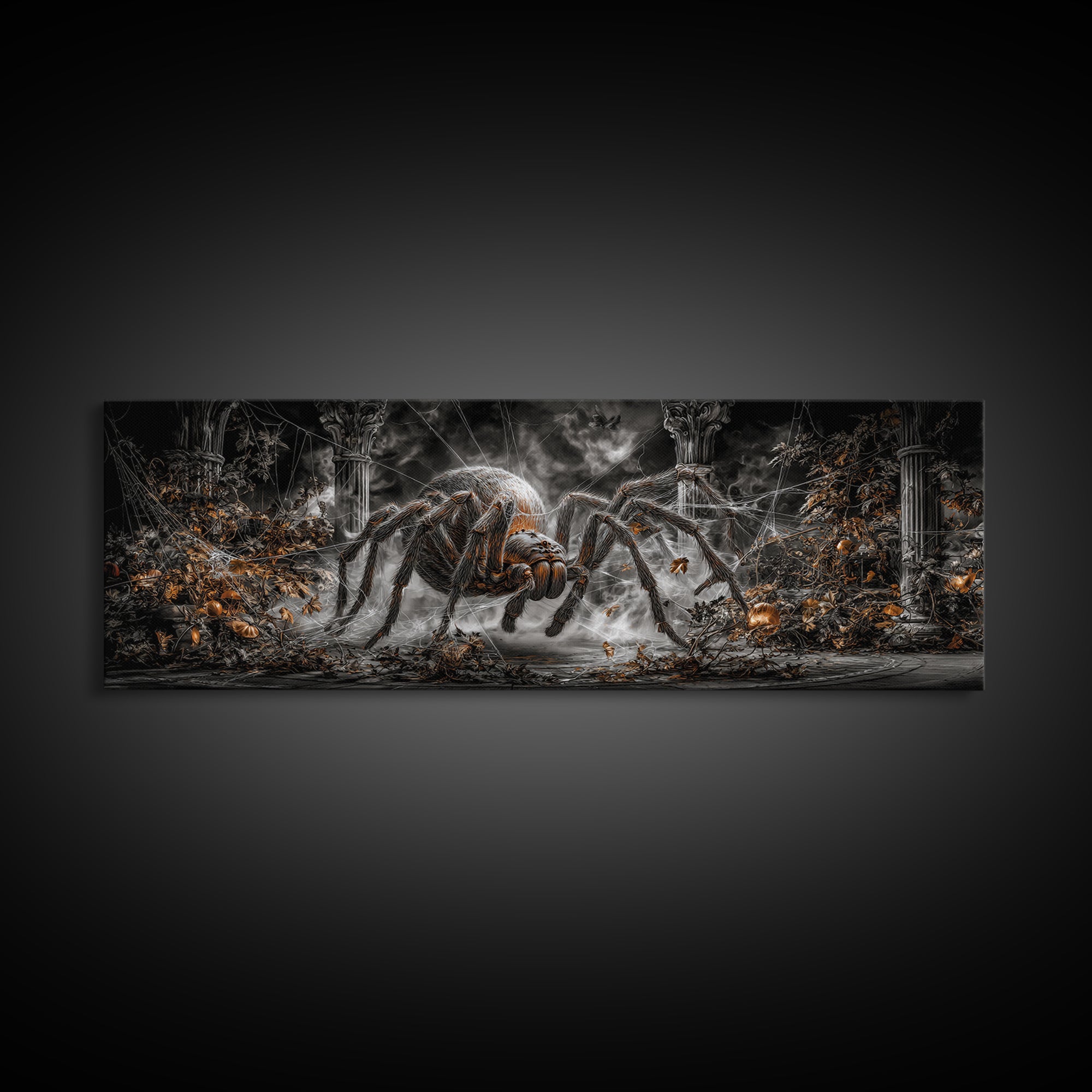 The Spider Sewing Circle, Extra Wide Wall Art, Dark Fantasy Wall Art, Canvas Print, Halloween Wall Decor, Gothic Home Decor