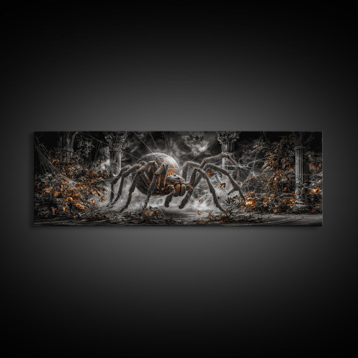 The Spider Sewing Circle, Extra Wide Wall Art, Dark Fantasy Wall Art, Canvas Print, Halloween Wall Decor, Gothic Home Decor