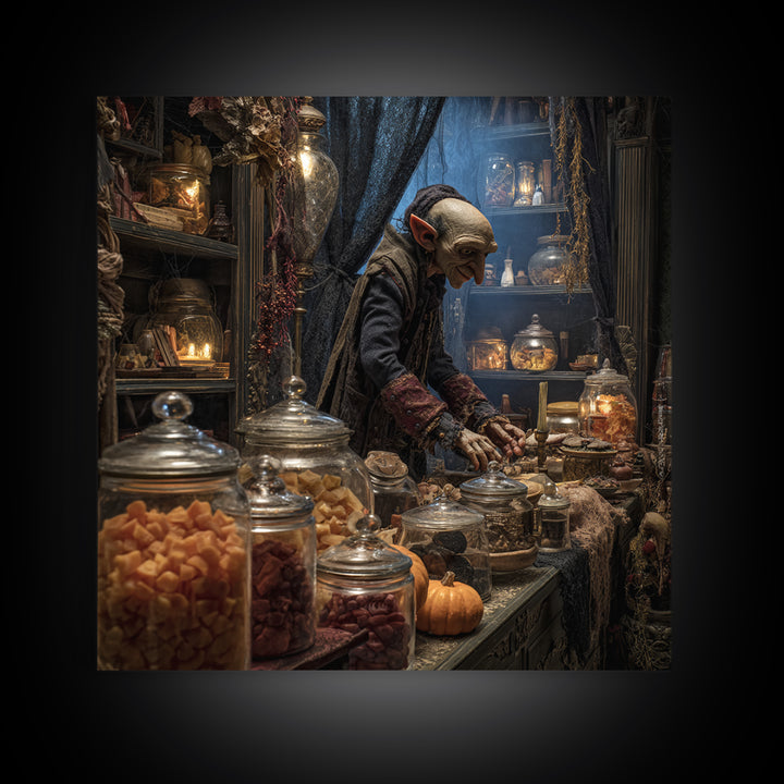The Goblin Candy Shop, Square Wall Art, Spooky Home Decor, Canvas Print, Halloween Wall Decor, Gothic Home Decor, Collectible Wall Decor