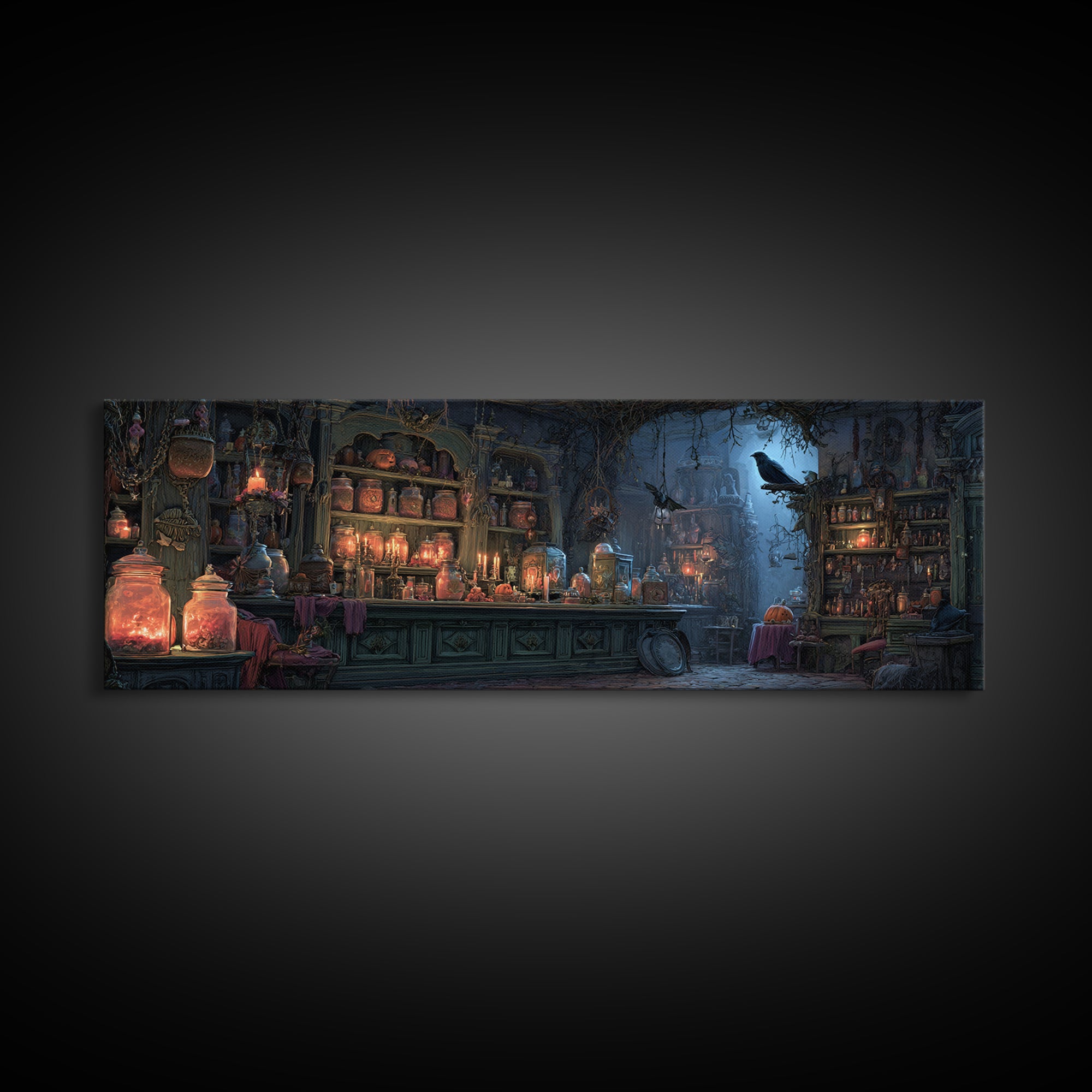 The Goblin Candy Shop, Extra Wide Wall Art, Spooky Home Decor, Canvas Print, Halloween Wall Decor, Gothic Home Decor, Spooky Wall Decor