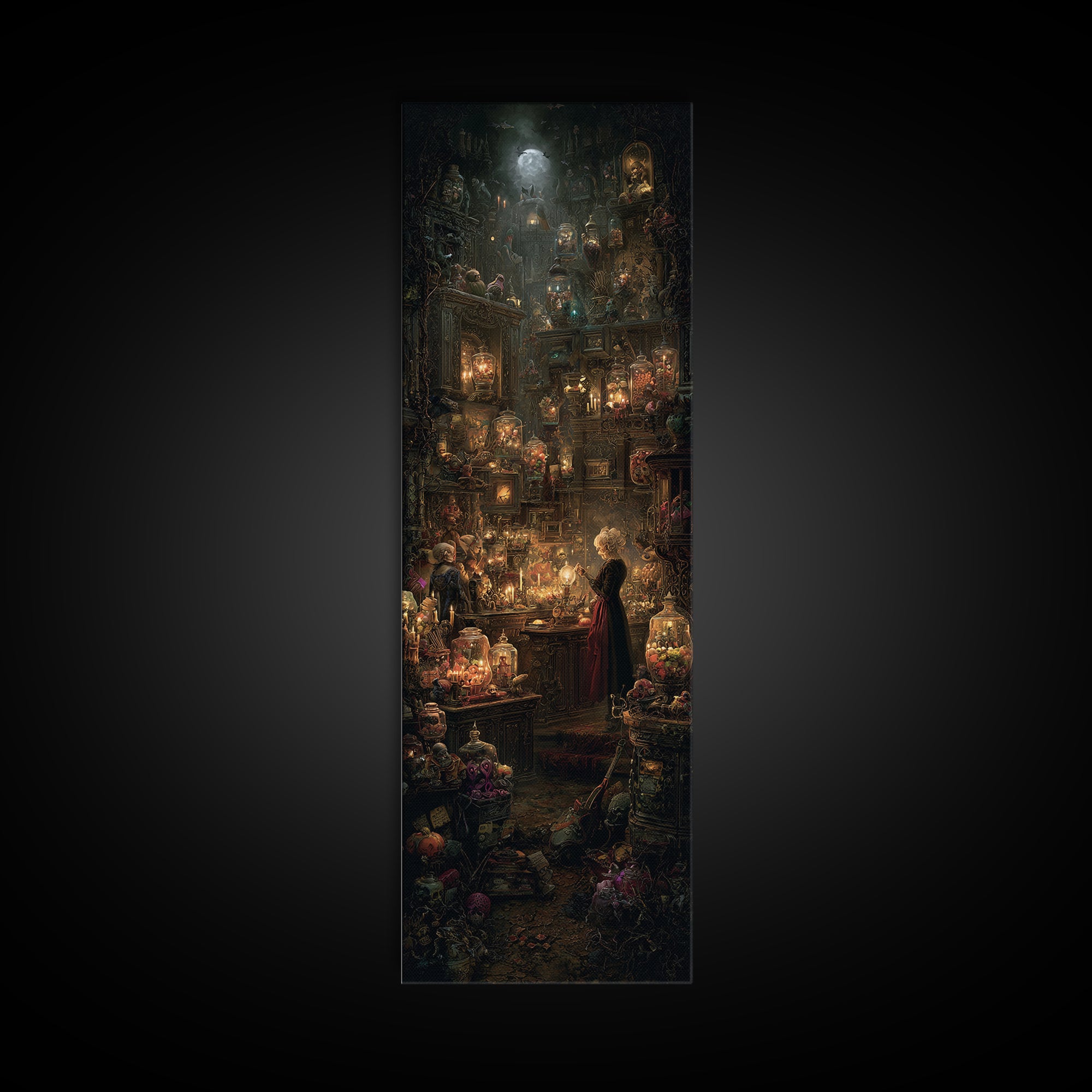 The Goblin Candy Shop, Tall Narrow Wall Art, Dark Halloween Decor, Canvas Print, Halloween Wall Decor, Gothic Home Decor
