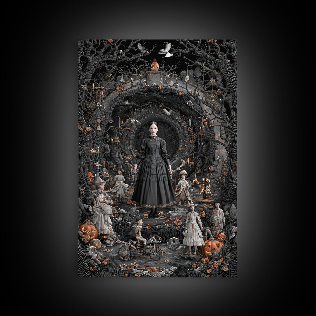 The Haunted Toy Parade, Vertical Wall Art, Dark Halloween Decor, Canvas Print, Halloween Wall Decor, Gothic Home Decor, Spooky Wall Decor