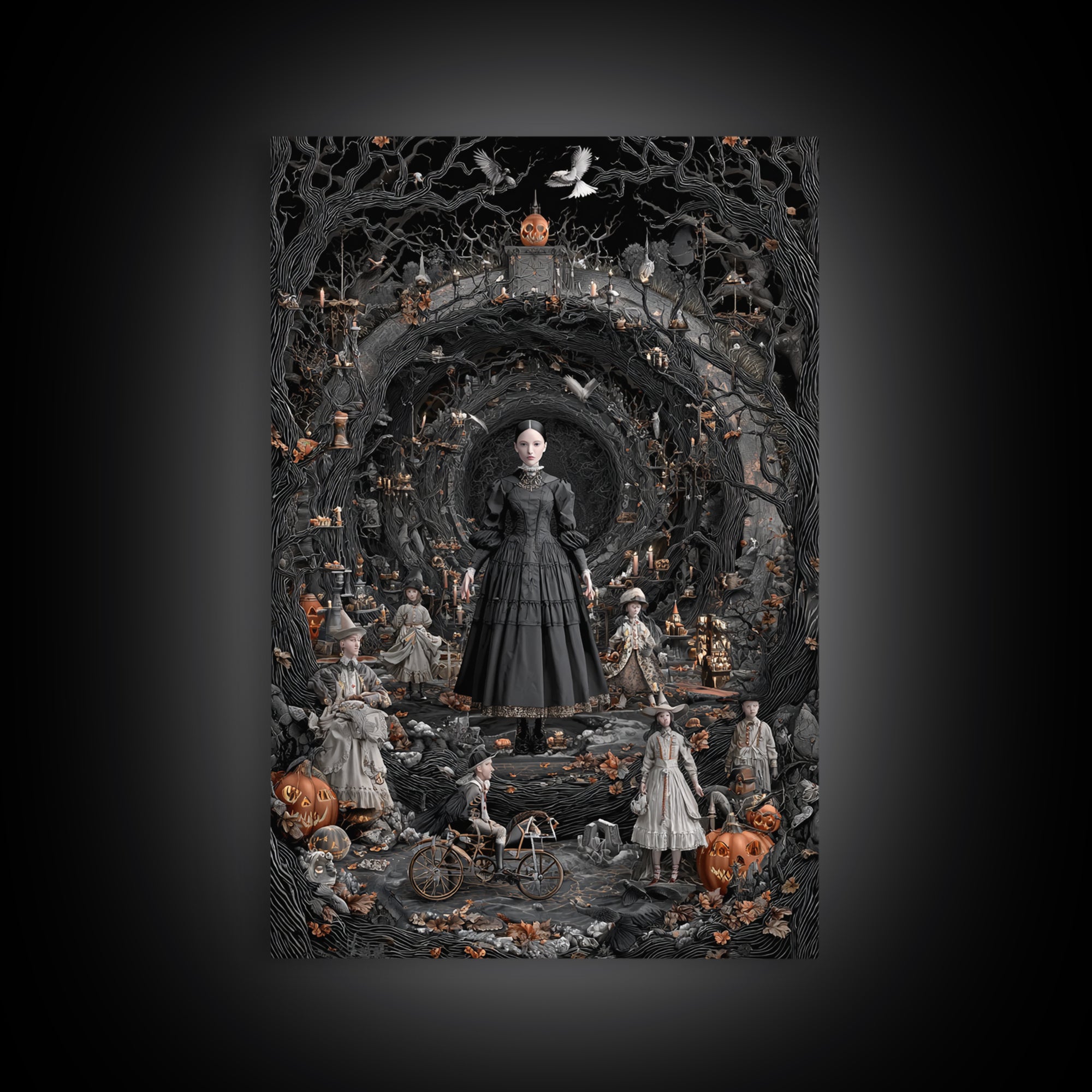 The Haunted Toy Parade, Vertical Wall Art, Dark Halloween Decor, Canvas Print, Halloween Wall Decor, Gothic Home Decor, Spooky Wall Decor