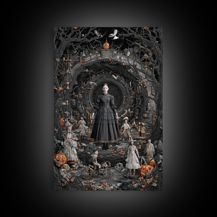 The Haunted Toy Parade, Vertical Wall Art, Dark Halloween Decor, Canvas Print, Halloween Wall Decor, Gothic Home Decor, Spooky Wall Decor