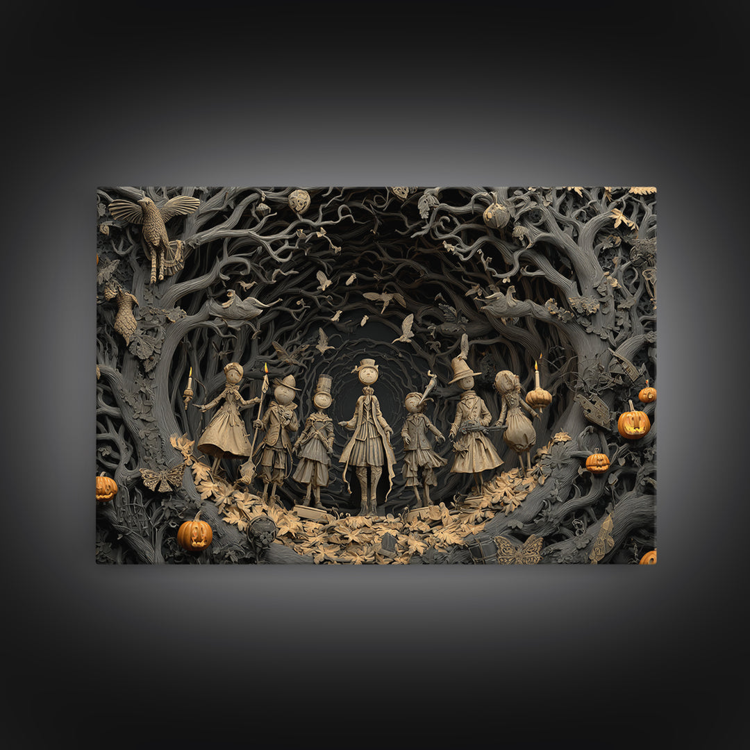 The Haunted Toy Parade, Landscape Wall Art, Gothic Horror Wall Art, Framed Canvas Print, Halloween Wall Decor, Gothic Home Decor