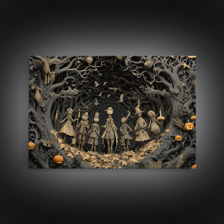 The Haunted Toy Parade, Landscape Wall Art, Gothic Horror Wall Art, Framed Canvas Print, Halloween Wall Decor, Gothic Home Decor