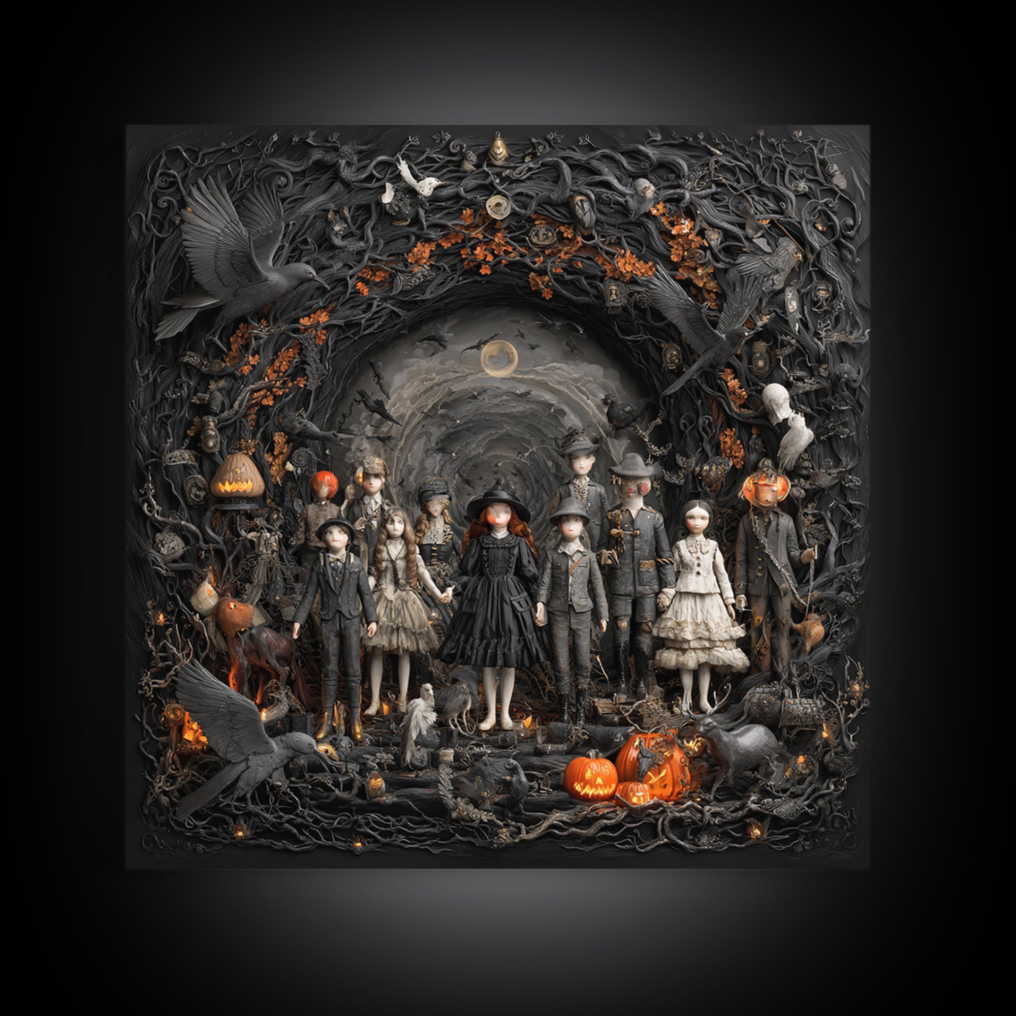 The Haunted Toy Parade, Square Wall Art, Dark Fantasy Wall Art, Canvas Print, Halloween Wall Decor, Gothic Home Decor, Spooky Wall Decor