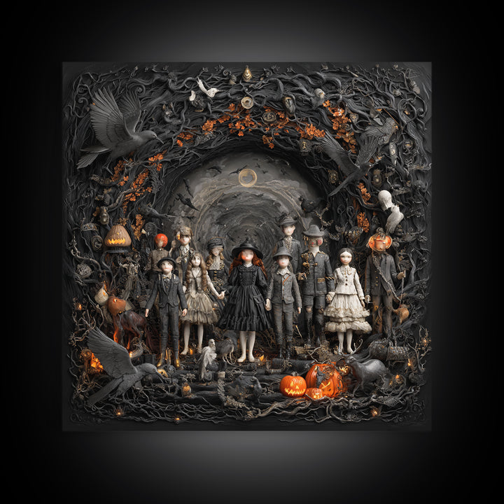 The Haunted Toy Parade, Square Wall Art, Dark Fantasy Wall Art, Canvas Print, Halloween Wall Decor, Gothic Home Decor, Spooky Wall Decor