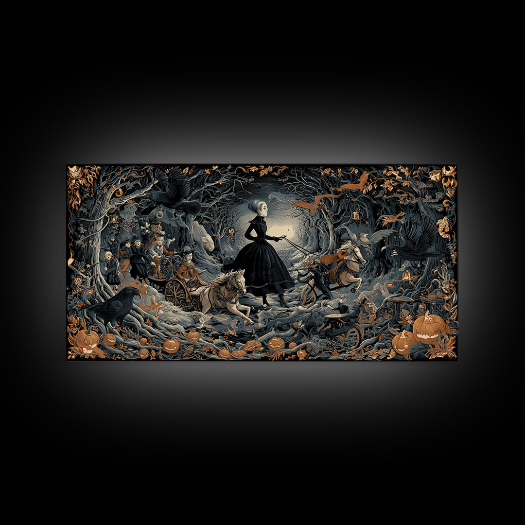 The Haunted Toy Parade, Wide Panoramic Art, Spooky Home Decor, Canvas Print, Halloween Wall Decor, Gothic Home Decor, Spooky Wall Decor