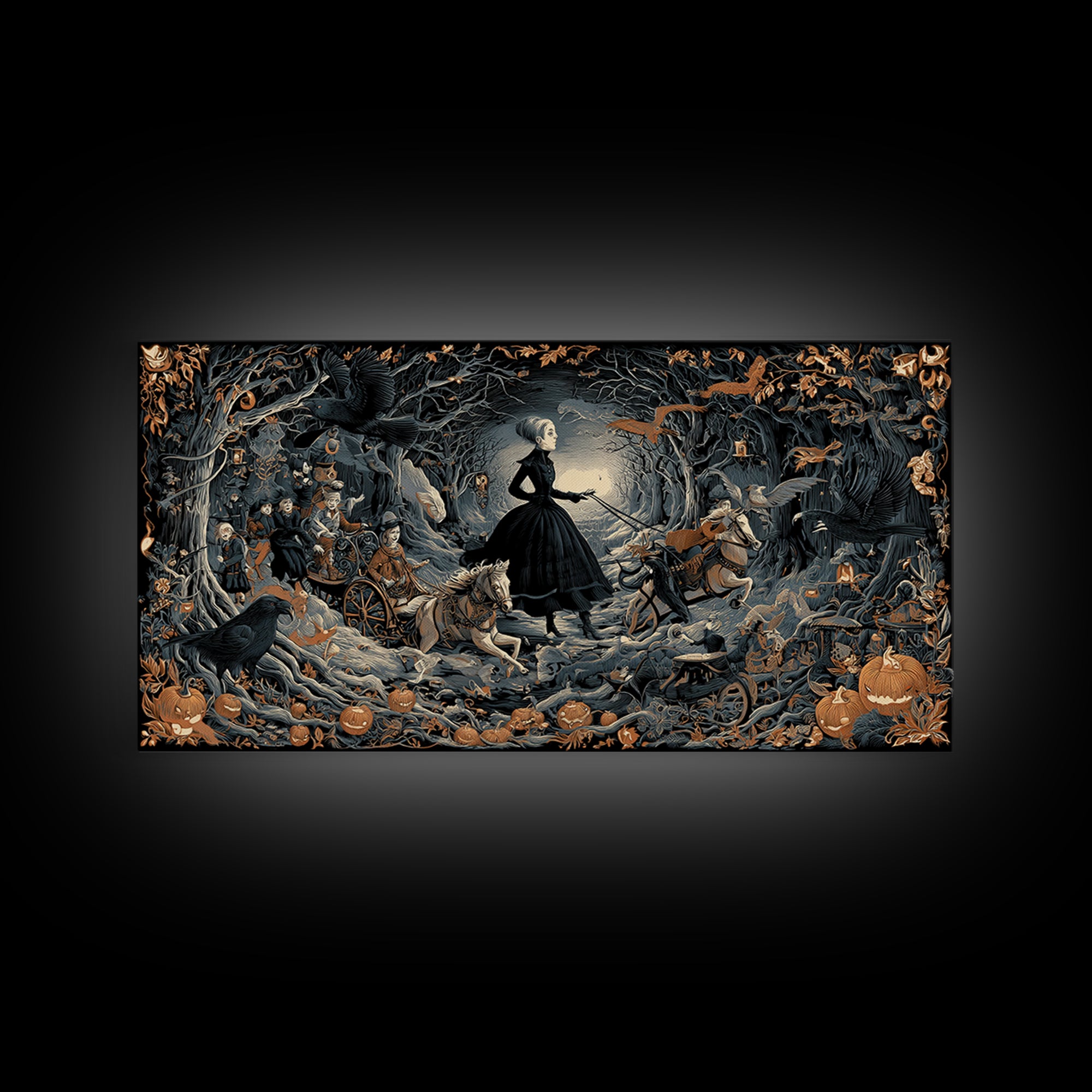 The Haunted Toy Parade, Wide Panoramic Art, Spooky Home Decor, Canvas Print, Halloween Wall Decor, Gothic Home Decor, Spooky Wall Decor