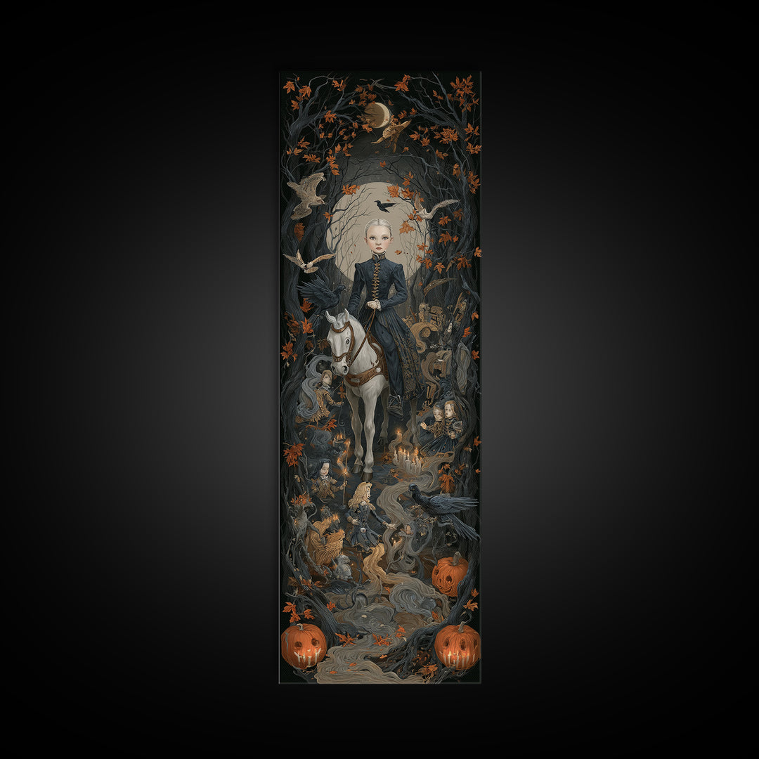 The Haunted Toy Parade, Tall Narrow Wall Art, Gothic Horror Wall Art, Framed Canvas Print, Halloween Wall Decor, Gothic Home Decor
