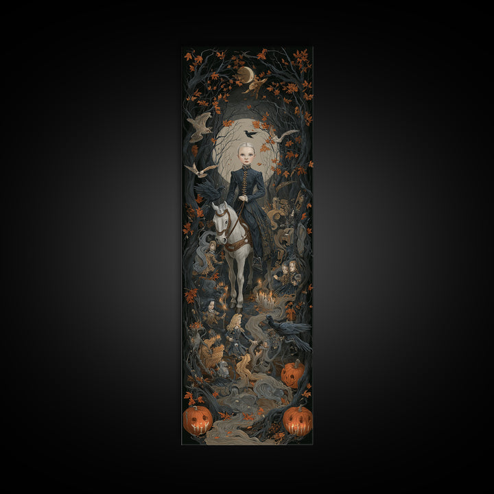 The Haunted Toy Parade, Tall Narrow Wall Art, Gothic Horror Wall Art, Framed Canvas Print, Halloween Wall Decor, Gothic Home Decor