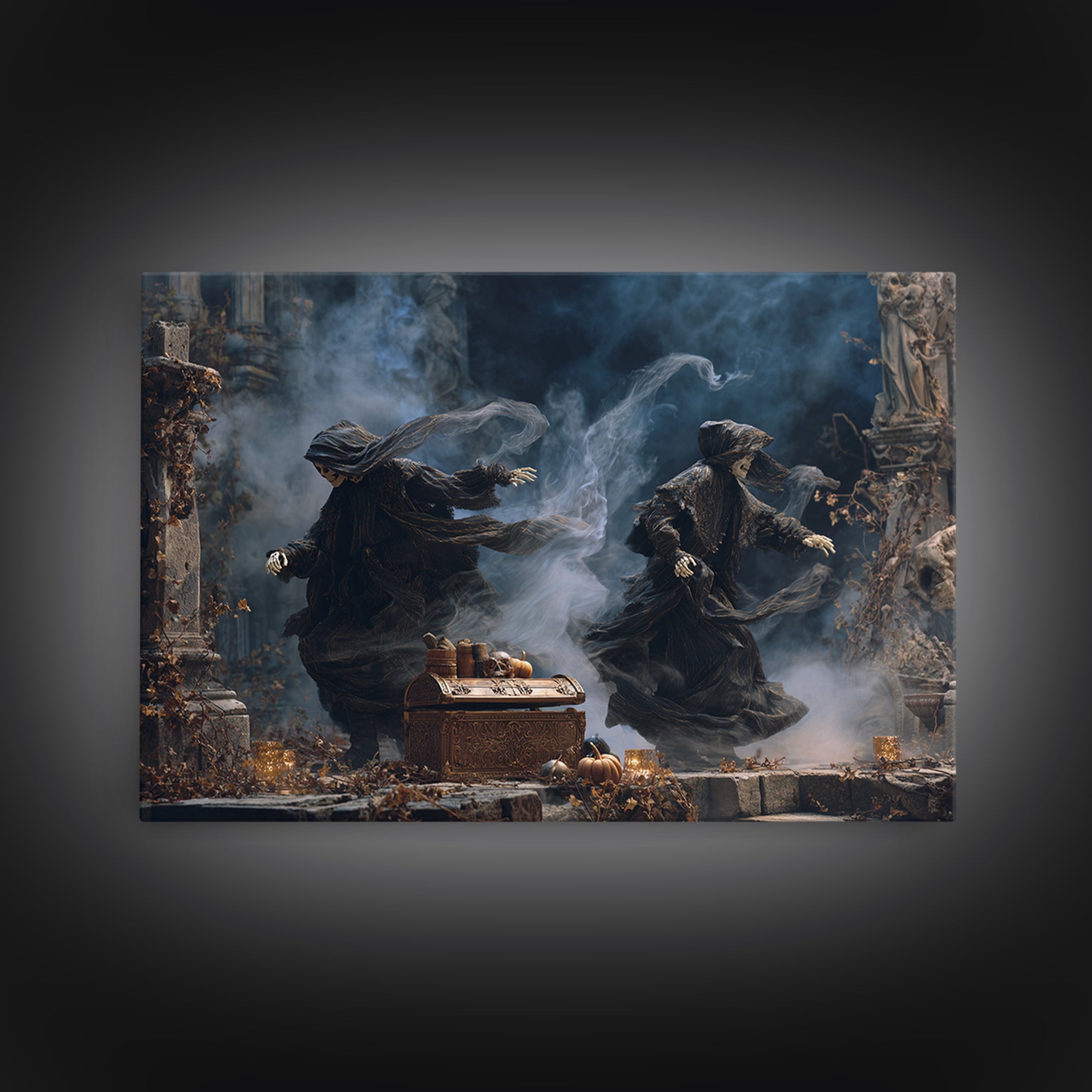 The Ghost Pirate Picnic, Landscape Wall Art, Haunted Gothic Art, Framed Canvas Print, Halloween Wall Decor, Gothic Home Decor