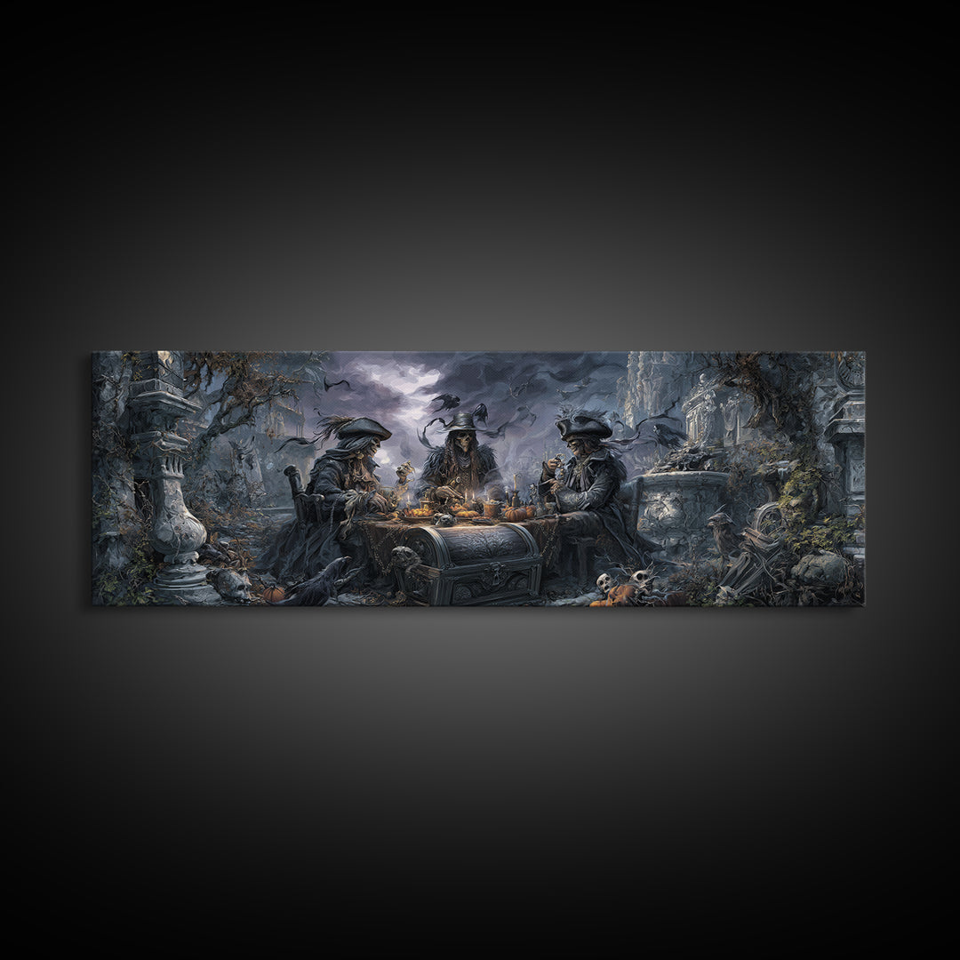 The Ghost Pirate Picnic, Extra Wide Wall Art, Haunted Gothic Art, Framed Canvas Print, Halloween Wall Decor, Gothic Home Decor