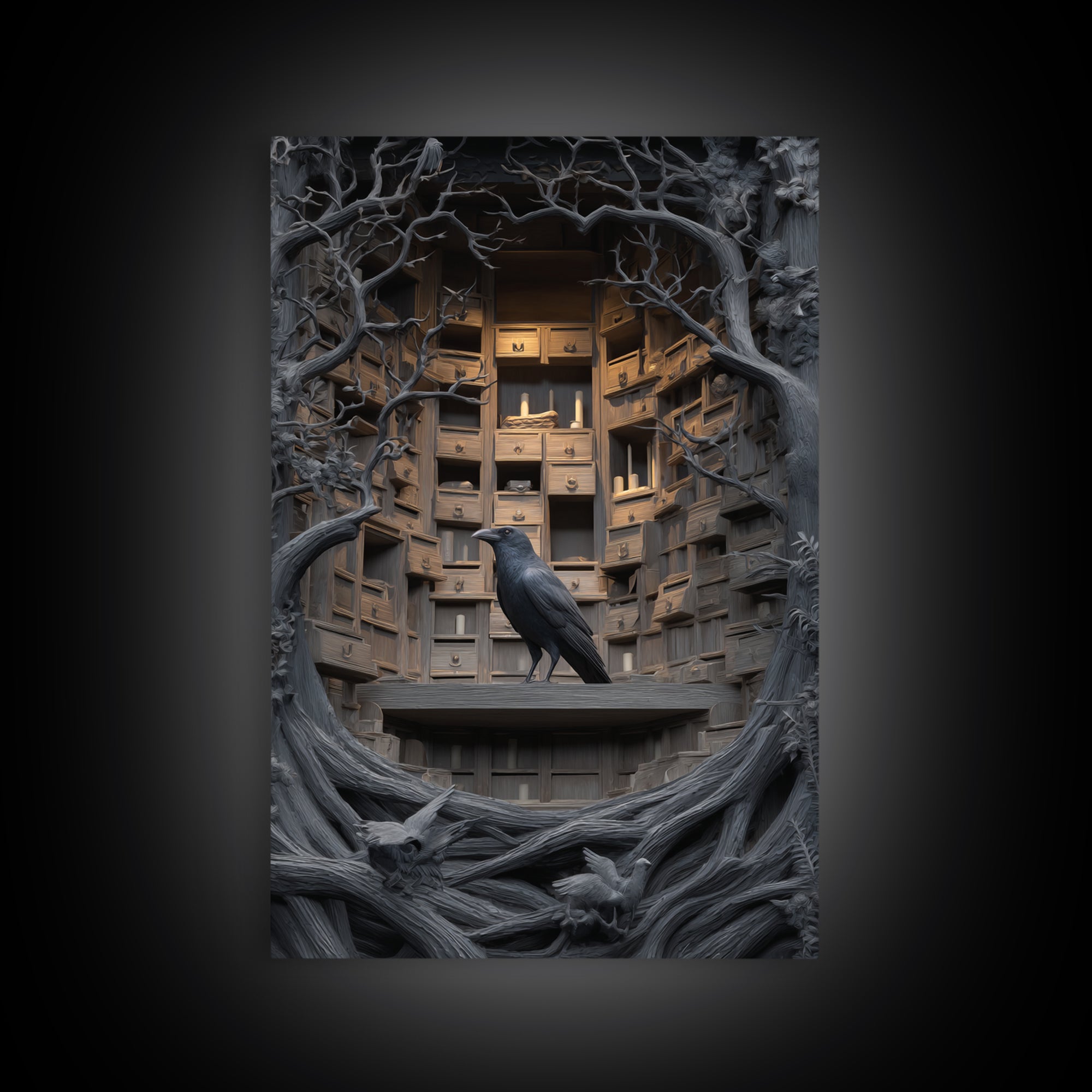 The Raven Post Office, Vertical Wall Art, Dark Halloween Decor, Canvas Print, Halloween Wall Decor, Gothic Home Decor, Halloween Wall Art