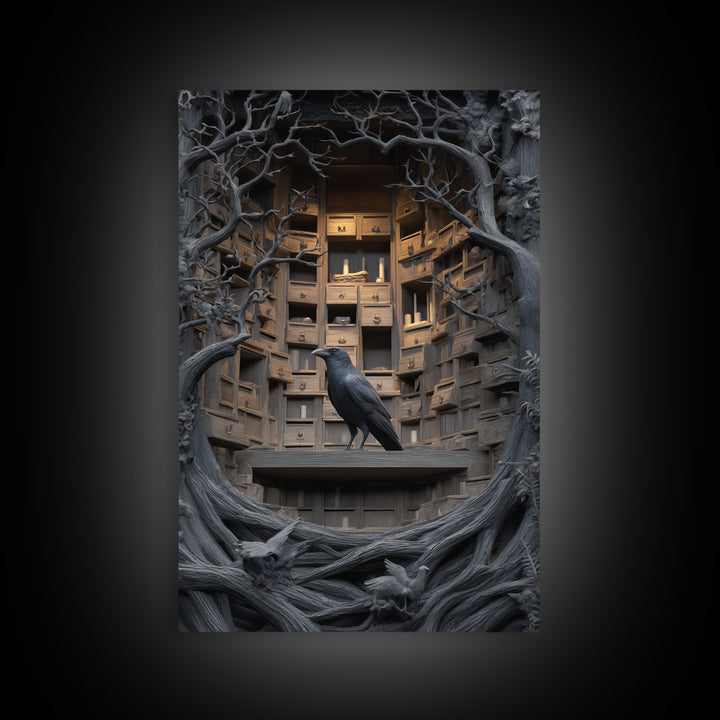 The Raven Post Office, Vertical Wall Art, Dark Halloween Decor, Canvas Print, Halloween Wall Decor, Gothic Home Decor, Halloween Wall Art