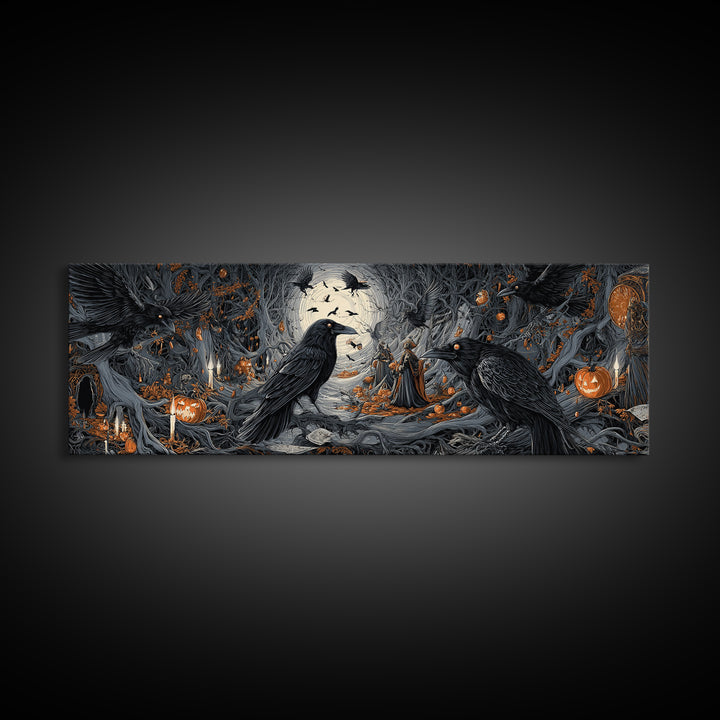 The Raven Post Office, Extra Wide Wall Art, Dark Halloween Decor, Canvas Print, Halloween Wall Decor, Gothic Home Decor, Seasonal Home Decor
