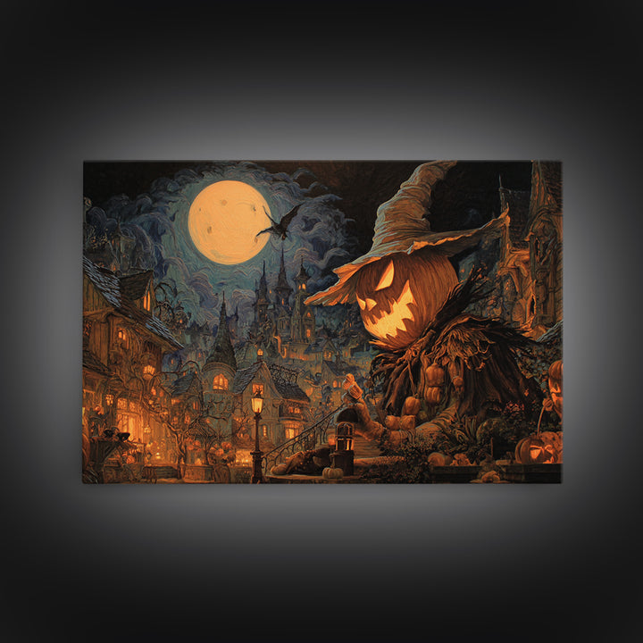 The Candy Corn Kingdom, Landscape Wall Art, Gothic Horror Wall Art, Framed Canvas Print, Halloween Wall Decor, Gothic Home Decor