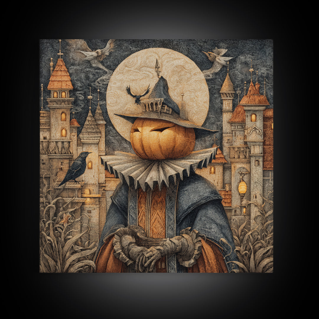The Candy Corn Kingdom, Square Wall Art, Gothic Horror Wall Art, Framed Canvas Print, Halloween Wall Decor, Gothic Home Decor