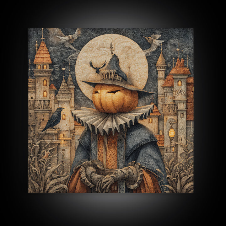 The Candy Corn Kingdom, Square Wall Art, Gothic Horror Wall Art, Framed Canvas Print, Halloween Wall Decor, Gothic Home Decor