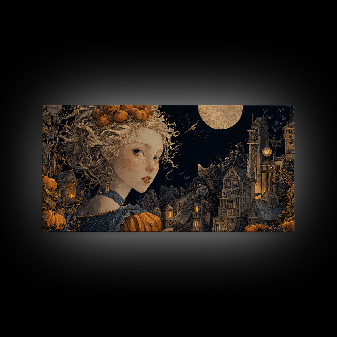 The Candy Corn Kingdom, Wide Panoramic Art, Dark Fantasy Wall Art, Canvas Print, Halloween Wall Decor, Gothic Home Decor, Halloween Decor