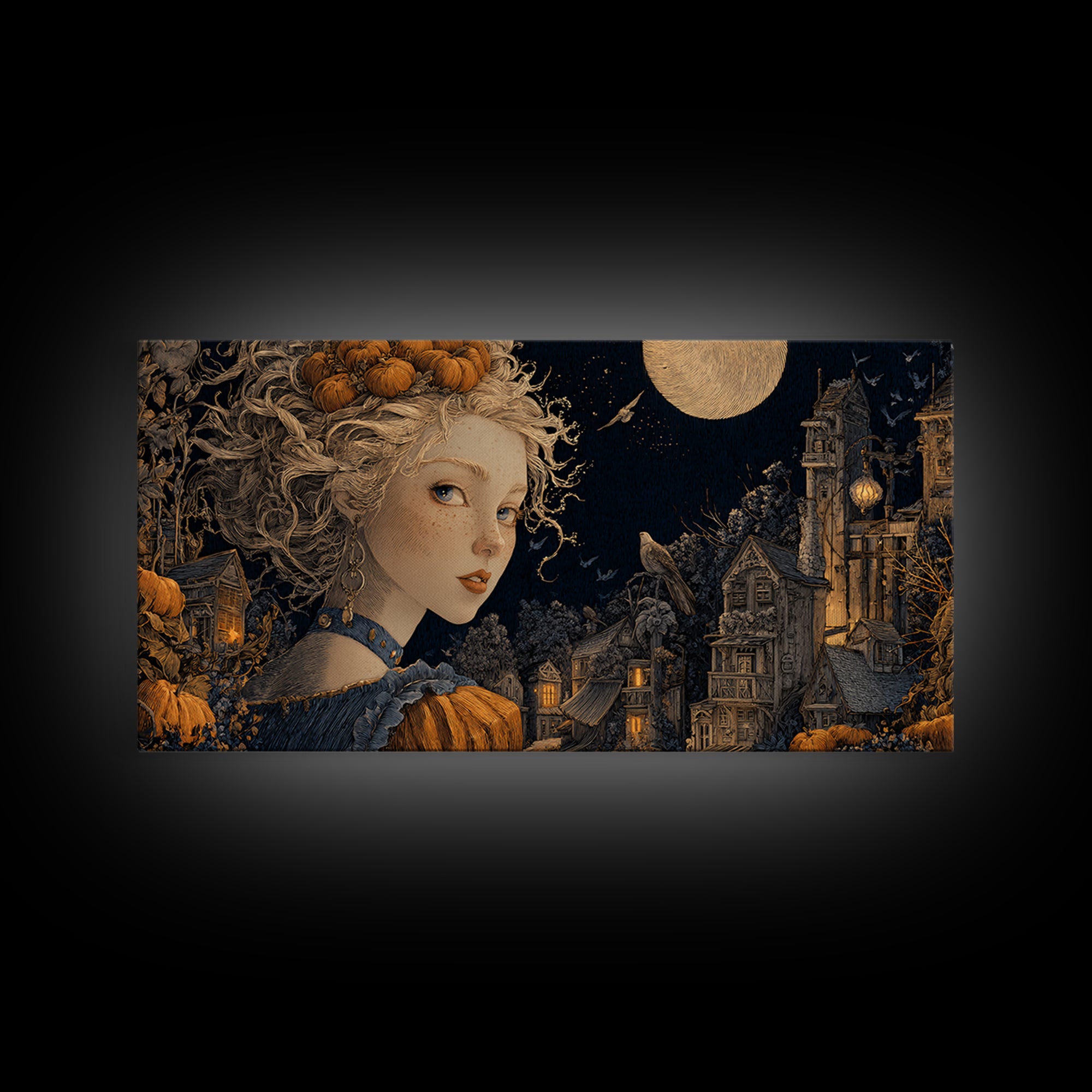 The Candy Corn Kingdom, Wide Panoramic Art, Dark Fantasy Wall Art, Canvas Print, Halloween Wall Decor, Gothic Home Decor, Halloween Decor