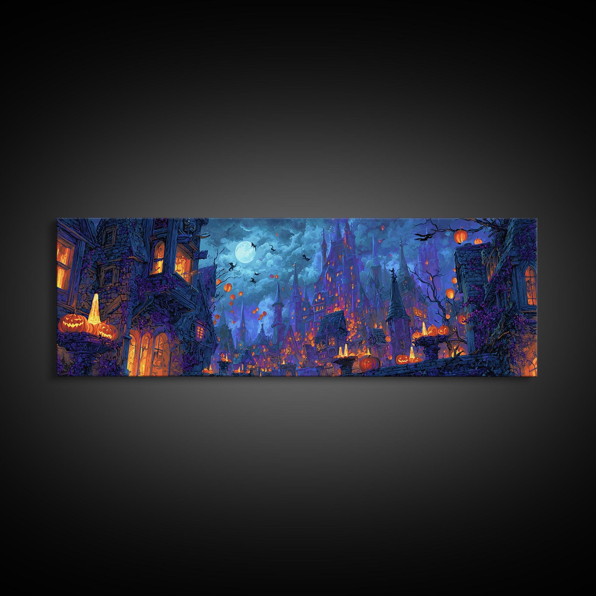 The Candy Corn Kingdom, Extra Wide Wall Art, Dark Fantasy Wall Art, Canvas Print, Halloween Wall Decor, Gothic Home Decor, Spooky Wall Decor