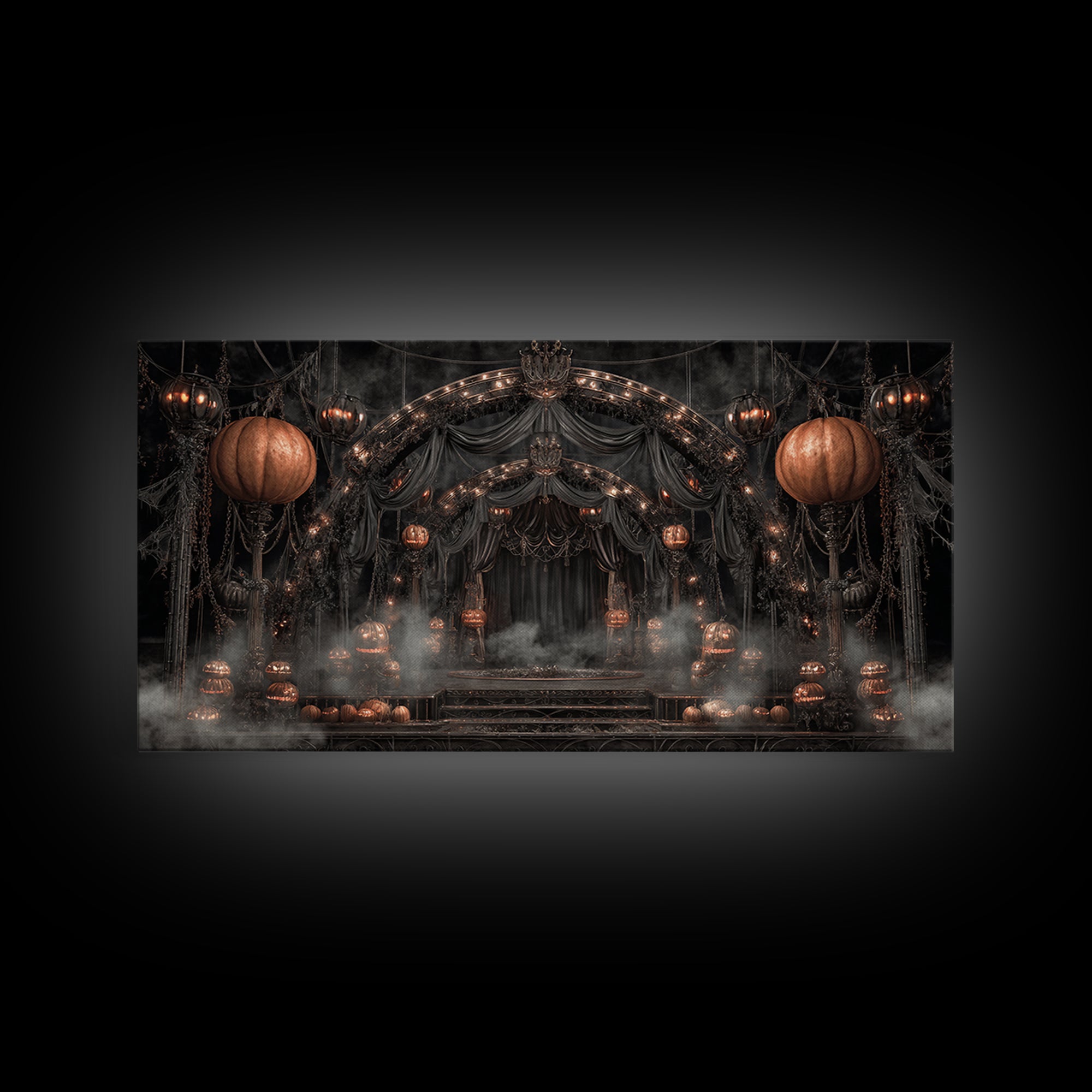 The Jack-O'-Lantern Circus, Wide Panoramic Art, Spooky Home Decor, Canvas Print, Halloween Wall Decor, Gothic Home Decor, Macabre Wall Art