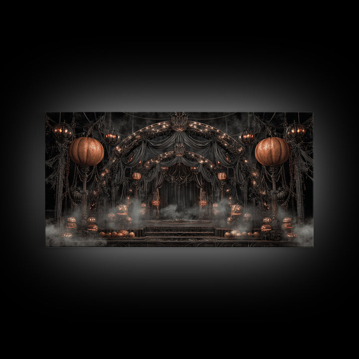 The Jack-O'-Lantern Circus, Wide Panoramic Art, Spooky Home Decor, Canvas Print, Halloween Wall Decor, Gothic Home Decor, Macabre Wall Art