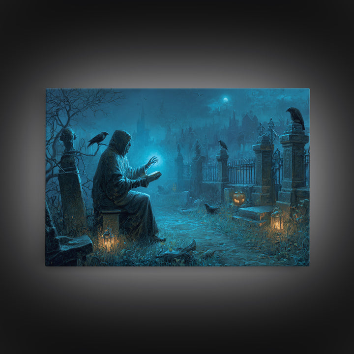 The Graveyard Book Club, Landscape Wall Art, Dark Halloween Decor, Canvas Print, Halloween Wall Decor, Gothic Home Decor, Macabre Wall Art