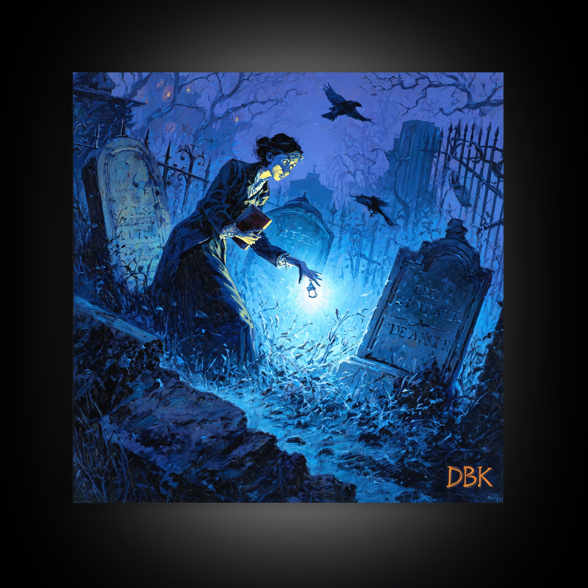 The Graveyard Book Club, Square Wall Art, Dark Halloween Decor, Canvas Print, Halloween Wall Decor, Gothic Home Decor, Halloween Wall Art