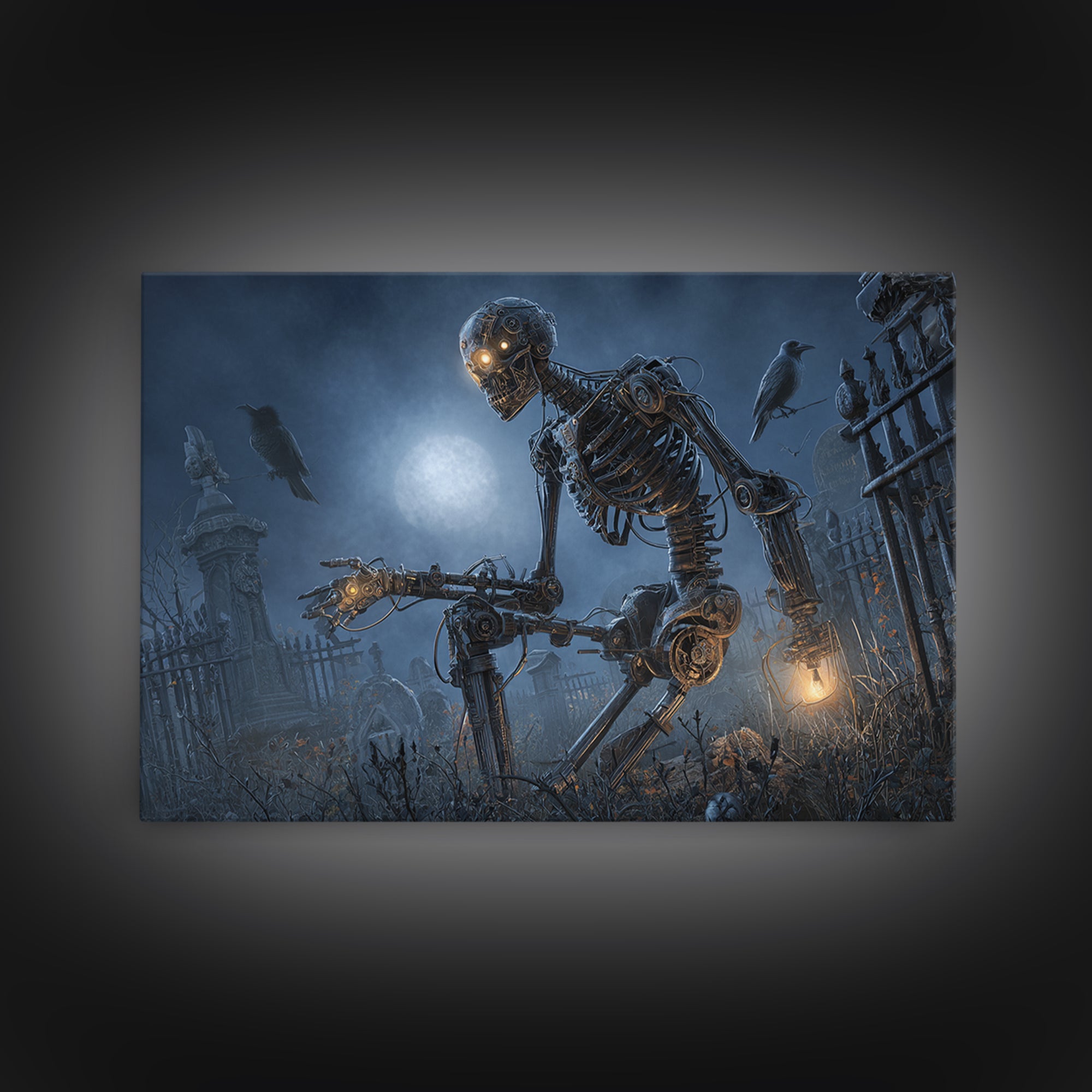 The Biomechanical Skeleton, Landscape Wall Art, Spooky Home Decor, Canvas Print, Halloween Wall Decor, Gothic Home Decor, Spooky Wall Decor