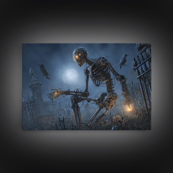 The Biomechanical Skeleton, Landscape Wall Art, Spooky Home Decor, Canvas Print, Halloween Wall Decor, Gothic Home Decor, Spooky Wall Decor