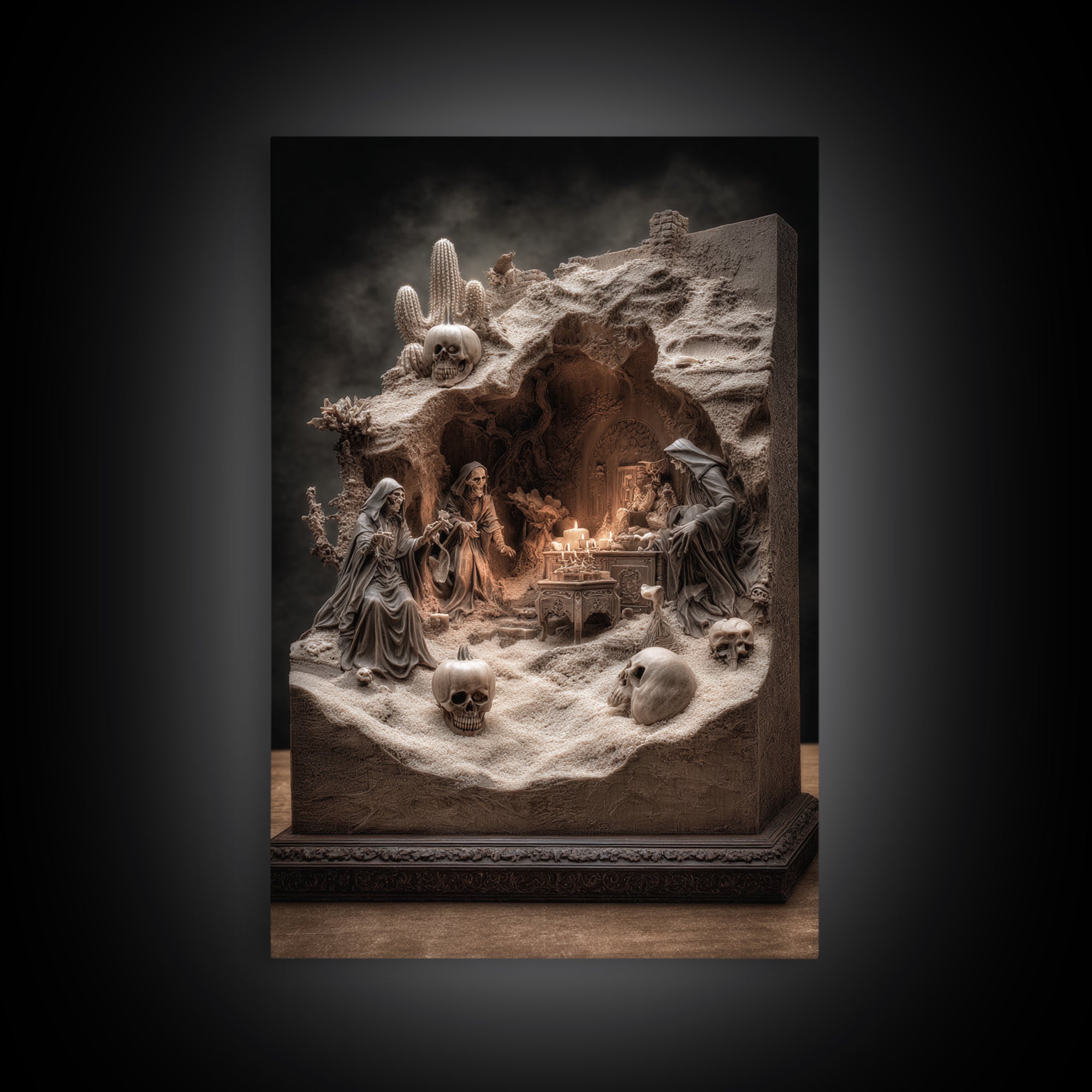Desert Halloween, Vertical Wall Art, Spooky Home Decor, Canvas Print, Halloween Wall Decor, Gothic Home Decor, Statement Wall Art
