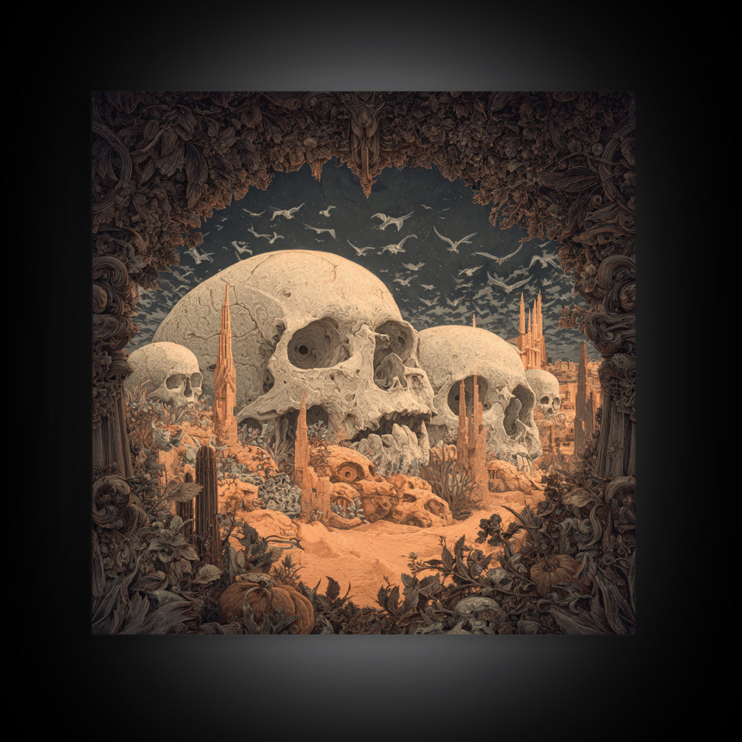 Desert Halloween, Square Wall Art, Spooky Home Decor, Canvas Print, Halloween Wall Decor, Gothic Home Decor, Spooky Wall Decor