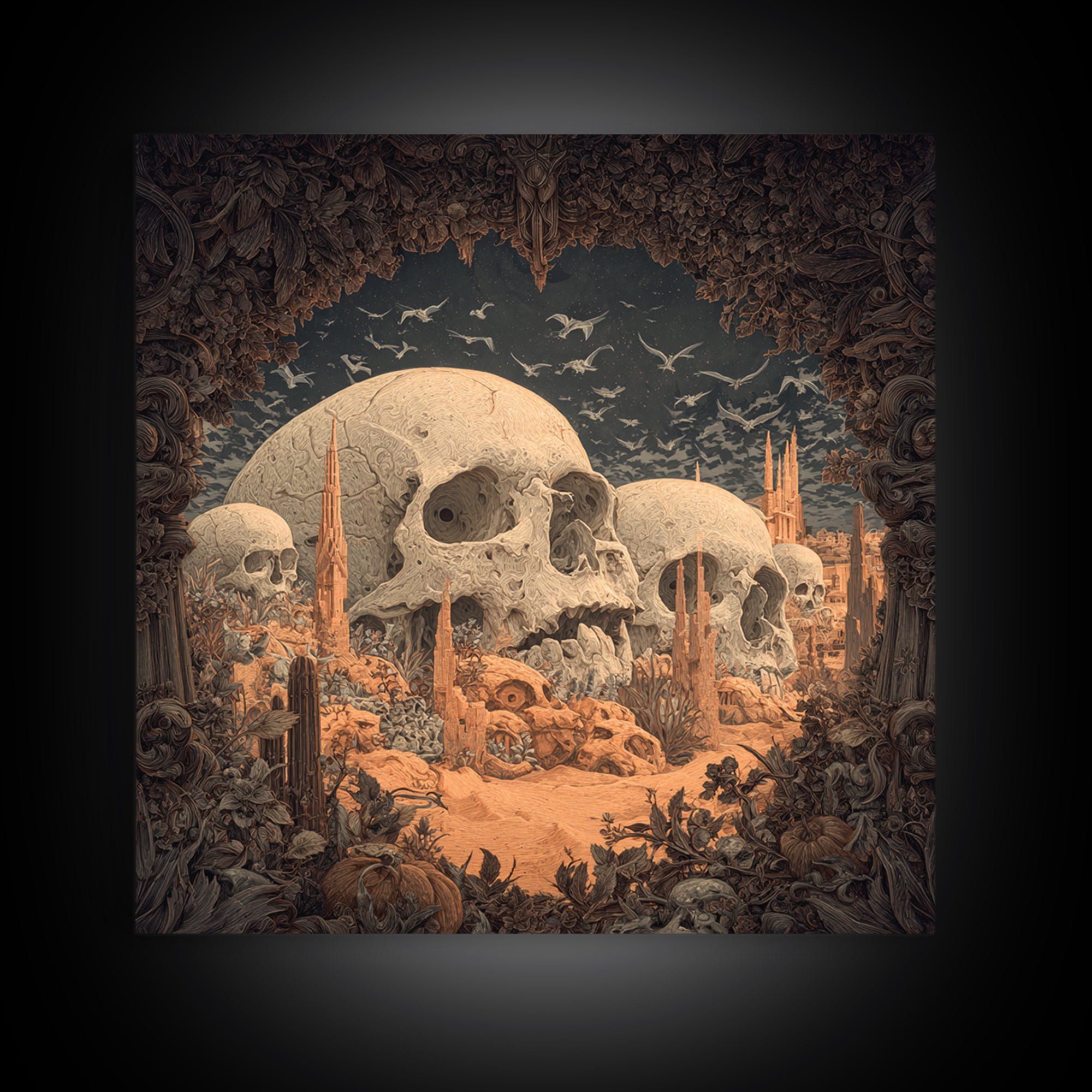 Desert Halloween, Square Wall Art, Spooky Home Decor, Canvas Print, Halloween Wall Decor, Gothic Home Decor, Spooky Wall Decor